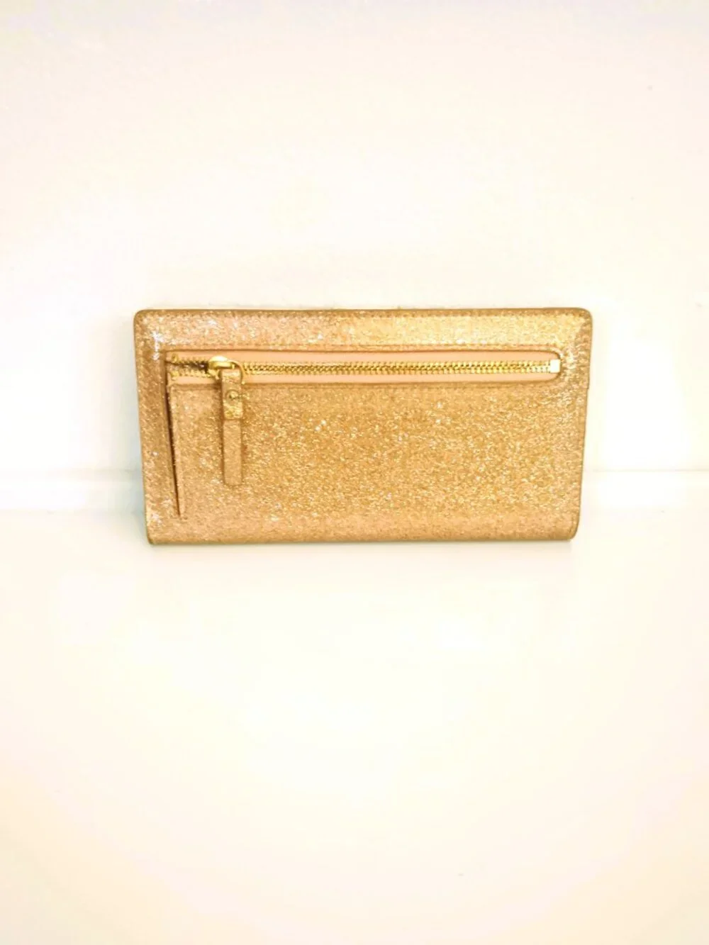 Kate Spade Glitter Bifold Wallet Gold Sparkle